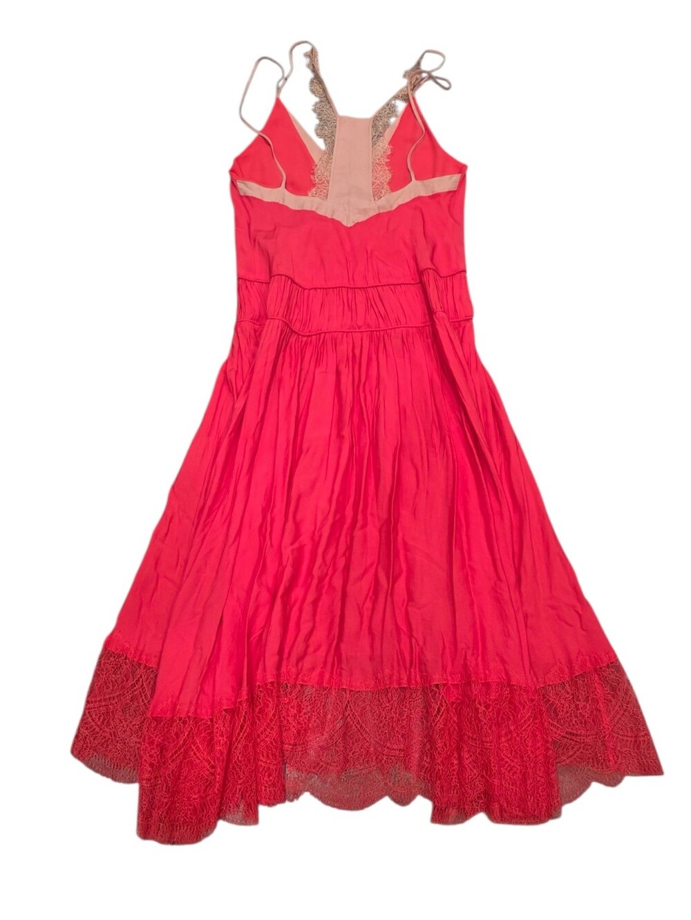 ​REISS Henley Romantic Lace Cami Midi Dress in Coral Red EU38/US 6 - Picture 4 of 15